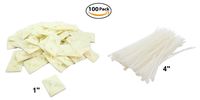 Large Premium White, Adhesive Zip Tie Base Mounts 1" x 1" & 4" White, Nylon Cable Ties (100 pcs Each)
