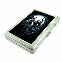 Zombie Moon Attack Em1 Hip Silver Cigarette Case With Built In Lighter 4.75" X 2.75" Id Holder Metal Wallet RFID Protection