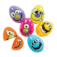 Fun Express - Monster Eggs for Easter - Party Supplies - Containers & Boxes - Plastic Containers - Easter - 12 Pieces