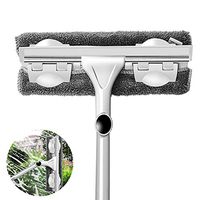 FZSWW Glass Cleaning Tool,Double-Sided Telescopic Rod Window Cleaner Squeegee Wiper Long Handle Rotating Head Brush Silicone Scrubber