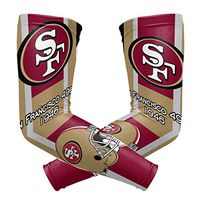 San Francisco 49ers Cooling Arm Sleeve (Pair) - Elbow Brace Support Sun UV Protection for Men & Women - Sports Sleeves for Basketball Baseball Softball Volleyball