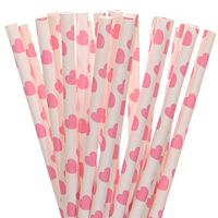 Biodegradable Paper Straws Hot Pink Heart (25)