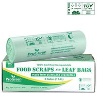 ProGreen 100% Compostable Trash Bags 3 Gallon, Extra Thick 0.71 Mil, 100 Count, Small Kitchen Compost Bin Bags, Food Scraps Yard Waste Bags, Compost ASTM D6400 BPI and TUV AUSTRIA Certified
