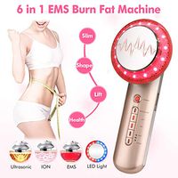 6 in 1 Burn Fat Machine Sonic Fat Lose Device EMS Infrared Massager Weight Loss Fat Remover Body Shaping Machine with Ion Red Blue Light Fat Burning Device for Stomach Home Use (Gold)