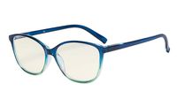 Eyekepper Ladies Computer Glasses - Blue Light Filter Readers - UV420 Protection Large Cat-Eye Stylish Eyeglasses Women - Deep Blue Arm