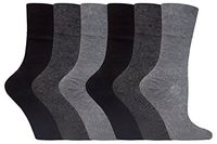 Gentle Grip - 6 Pack of Ladies Diabetic Socks -5-9 us (Grey)