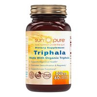 Sun Pure Premium Quality Organic Triphala 500 mg Veggie Capsules Glass Bottle 60 Count -Promotes Natural Internal Cleansing -Supports Healthy Digestive Functions -Antioxidant Properties