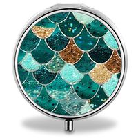 IMLONE Pill Organizer, Customized Beautiful Mermaid Pill Boxes with 3 Components and Mirror for Travelling and Daily Needs