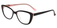 Firmoo Anti Blue Ray Computer Reading Glasses, Vintage Chic Cateye TR Frame, Anti Eyestrain UV400 Protection Glasses for Women（Black-Pink,+1.00）