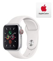 Apple Watch Series 5 (GPS + Cellular, 40mm) - Silver Aluminum Case with White Sport Band with AppleCare+ Bundle