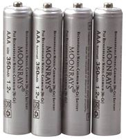 Moonrays Rechargeable Nickel Cadmium AAA Batteries for Solar Powered Units - Pack of 4