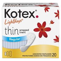 20 Kotex LIGHTDAYS Thin Pantiliner - REGULAR ~ Individually Wrapped