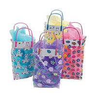 Fun Express - Easter Goody Bag W/handle Asst(36pc) for Easter - Party Supplies - Bags - Cellophane Bags - Easter - 36 Pieces