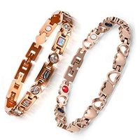 HiTreasure 2 PCS Men Womens Rose Gold Titanium Steel Magnetic Therapy Health Link Bracelet Pain Relief for Arthritis