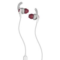 Skullcandy Set in-Ear Sport Earbuds with Microphone, Sweat and Water Resistant, Secure Fit, Noise Isolating, Call and Track Control, White/Crimson
