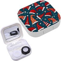 Portable Contact Lens Case Box Travel Kit Mirror + Bottle + Tweezers Container Holder [ Red Christmas Santa ]
