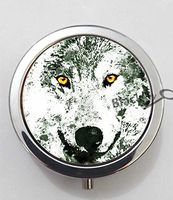 BlackKey Tribal Aztec Wolf Tribal Animal face 3-Compartment Decorative Pocket Gift Box Case Organizer for Pill, Color 1 -1046