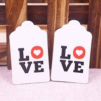 OBELLA BOUTIQUE happy valentines day wedding tags with red colors heart white/kraft paper wedding favor tags candy favors Gift Tags 100pcs 3x5cm