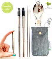 ME.MOTHEREARTH ME.Mother Earth PREMIUM Collapsible Reusable Stainless Steel Eco Friendly | 2-Pack Telescopic Drinking Straws | KeyChain Fashion Bag with Cleaning Brush and Foldable Spork