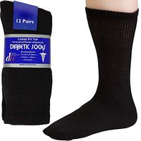 Debra Weitzner Womens Diabetic Socks Loose Cotton Socks 12-pack Crew Black