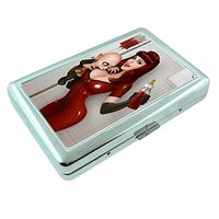 Irish Pin Up Girls Lady Luck Ireland S5 Silver Cigarette Case Metal Wallet Id Holder 4" X 2.75" RFID Protection