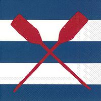 Ideal Home Range 3-Ply Paper Yacht Club, 20 Count Cocktail Napkins, Blue Oars, Set of 2