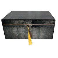 Humidor Supreme Steel City Cigar Humidor, Industrial Look with Rivets, Spanish Cedar Tray and Dividers, Glass Hygrometer with Brass Frame, Holds up to 100 Cigars