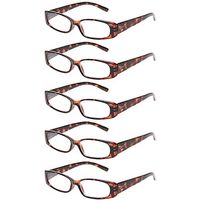 Reading Glasses 5 Pack Great Value Quality Readers Spring Hinge Plastic Glasses for Reading (5 Pack Tortoise, 3.0)