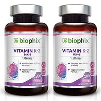K-2 100 mcg 200 Caps Vitamin with Alfalfa 2 Pack - Strong Bones | Immune Health | Support for D3