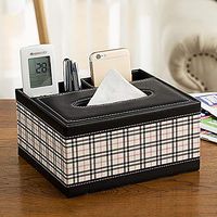 T-ZJHC Multifunctional Tissue Box Desktop Living Room Coffee Table, Square 2 - English Plaid