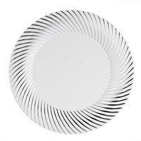 Party Essentials N981451 Party Supplies Tableware, 9" Lunch Plates, White/Silver