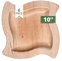 CaterEco Wave Palm Leaf Plates Set (Pack of 6) | Dinner Plates | Ecofriendly Disposable Dinnerware | Heavy Duty Biodegradable Party Utensils for Wedding, Camping & More