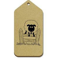 Azeeda 10 x Large 'Jumping Sheep' Wooden Gift Tags (TG00069620)