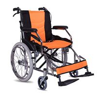 Wheelchair Foldable Double Seat Cushion Four Brakes No Need to Install Disabled Seniors Trolley Scooter Removable Seat Solid Tire (Color : Orange)
