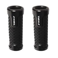 Black Carbon Look Aluminum Motorcycle 22mm Engraved Handle Bar Rubber Gel Hand Grips CNC Bar End 7/8" for Kawasaki Vulcan S 650