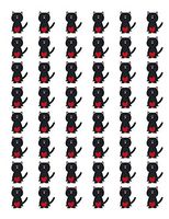 LLStickers 48 Envelope Seals Labels Stickers Black CAT Heart, 1.2"