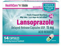 HealthCareAisle Lansoprazole Delayed-Release Capsules, USP | Treats Frequent Heartburn | 15 mg | 14 Count