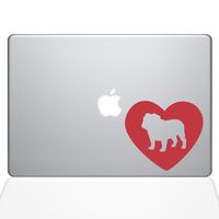 The Decal Guru Heart Bulldog MacBook Decal Vinyl Sticker - 12" MacBook - Red (1330-MAC-12M-DR)