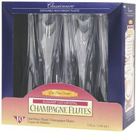 Classicware 1-Piece Plastic Champagne Glasses, 5 Ounce, Clear (60-Count)