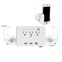 CELIBATE 3 USB Power Strip 3 AC Wall Outlets Adapter Smart Charging Power Station with Sensor LED Night Light for Home/Office/Travel/Cruise Ship