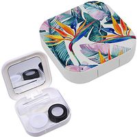Portable Contact Lens Case Box Travel Kit Mirror + Bottle + Tweezers Container Holder [ Bird of Paradise ]