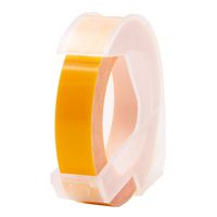 Unismar 3D Label Embossing Self-Adhesive Tape, White on Yellow, Compatible with Dymo Omega Home S0717930 Junior Organizer Xpress Pro Office-Mate II Label Marker, 3/8 in (9mm) x 9.8 Ft (3m), 1-Roll