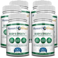 Research Verified Body & Breath Natural Deodorant & Freshener - Bad Breath & Body Odor Supplement - Provides Relief from Offensive Smells While Balancing Good Bacteria - 6 Bottles (6 Month Supply)