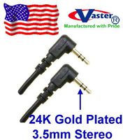 3 Pack. 3 ft angled stereo cable, 3.5mm Stereo Patch Cable - Angled Male to Angled Male