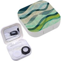 Portable Contact Lens Case Box Travel Kit Mirror + Bottle + Tweezers Container Holder [ Waves ]