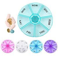 2 Round 7 Day Pill Box Medicine Organizer Daily Weekly Medication Holder Travel