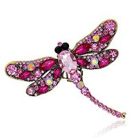 Rhinestones Dragonfly Brooch Pin Animal Brooch Austria Crystal Collar Pin Fashion Novelty Woman Jewerly Cheap Creative Gift Stylish Beautiful | color - rose red