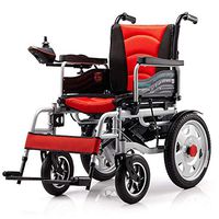 PLLP Medical Rehab Chair, Wheelchair,Electric Wheelchair Foldable Elderly Disabled Aid Car Elderly Intelligent Compact Automatic Portable Lightweight Scooter Free Installation,Red,15Km