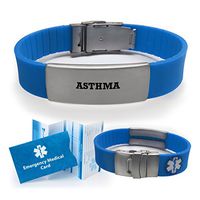 Asthma Sport Medical Alert ID Bracelet for Men and Women