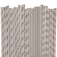 Silver Paper Straw Mix - Striped, Chevron, Polka Dots (25)